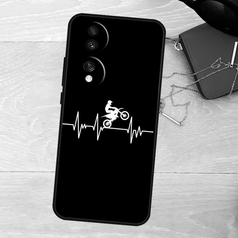 Motorcycle Heartbeat Case For Honor 200 400 Pro 50 70 90 Lite X9a X9b X9c X9d X8a X8b X8c Magic 5 6 7 8 Pro Cover