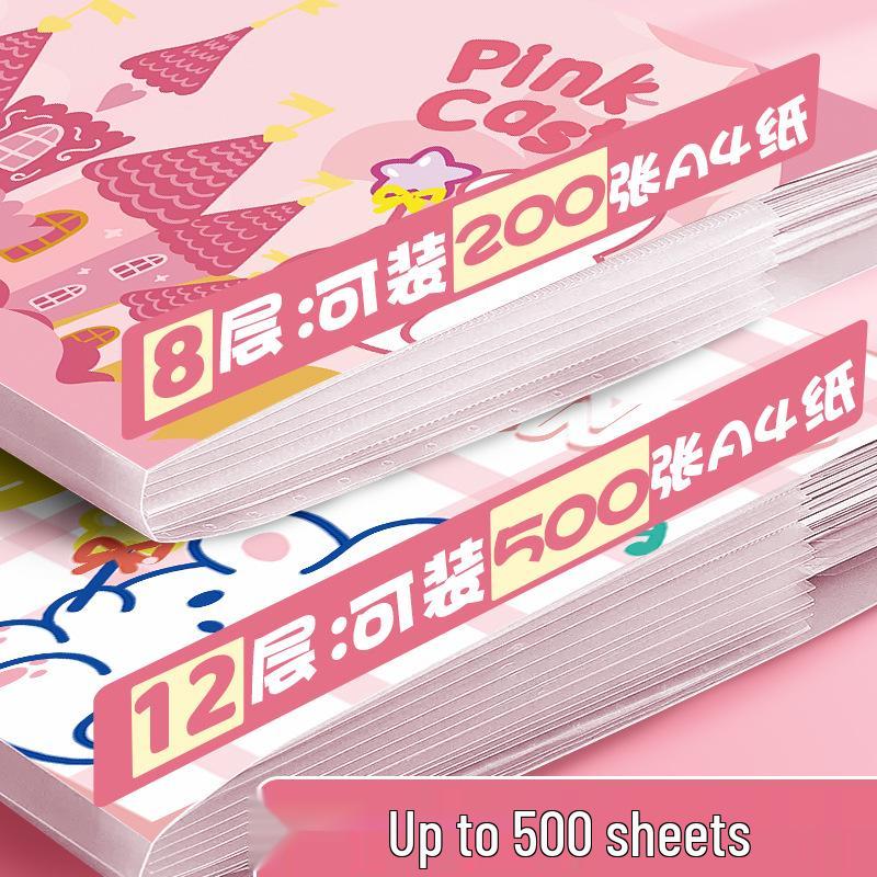 A4 Accordion Folder: Student Test Paper Holder with 12 Pockets, 8 Pockets Cute Transparent Organizer.