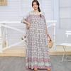 South East Asia 100kg super fat dress fat girl plus short sleeve maternity dress loose floral beach long skirt