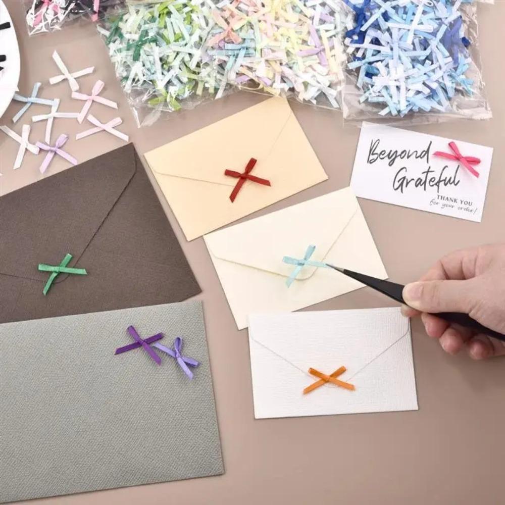 100pcs Mini Ribbon Bows Solid Color Gift Wrapping Bowknot Flowers Bows Ties  DIY Craft Scrapbooking