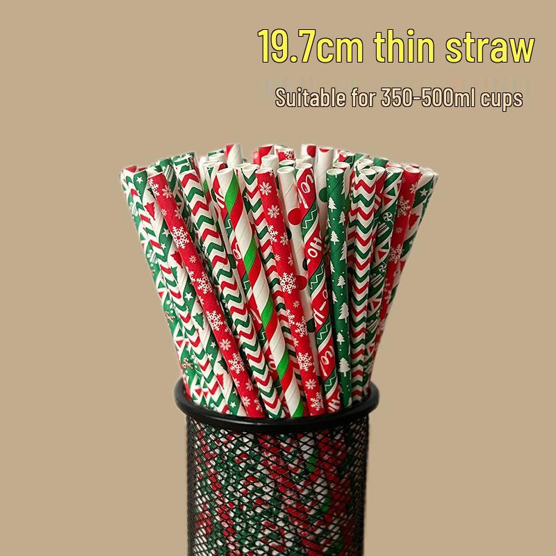 100 Biodegradable Striped Paper Straws - Colorful Drink Party Decorations
