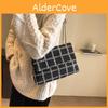 Stylish Korean Minimalist Checkered Shoulder Bag For Women In Black And Cream Colors