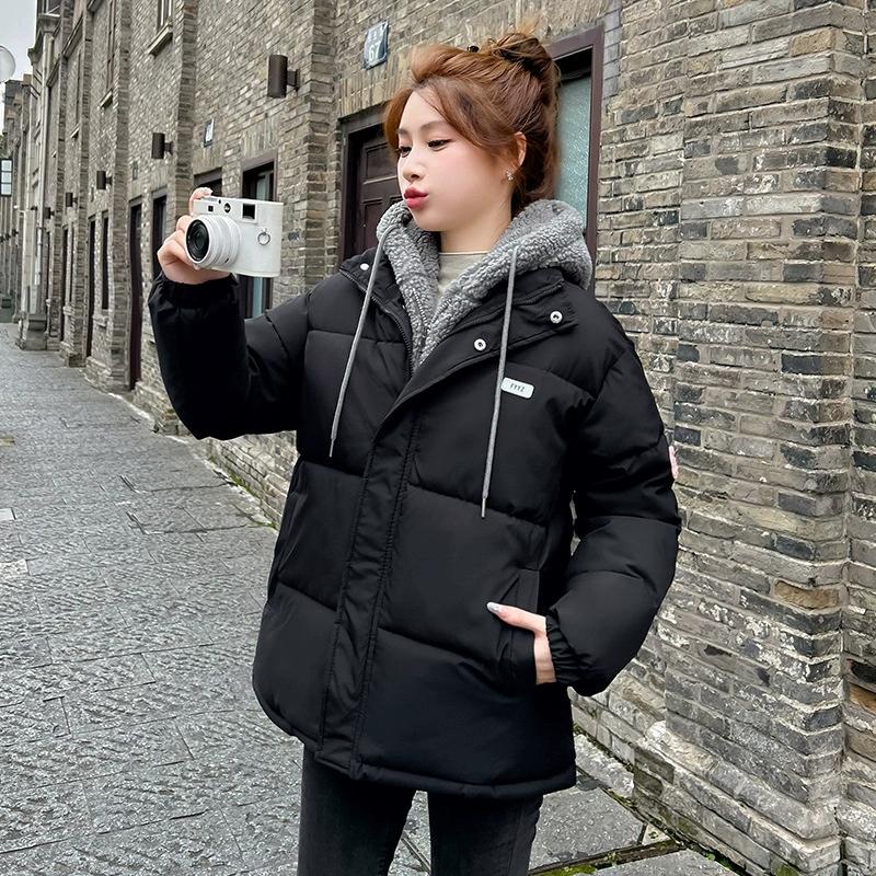 Thick Warm Cotton Jacket Women's Short Loose 2026 Autumn Winter New Korean Version High Neck Fleece Lined Cotton Coats Trend