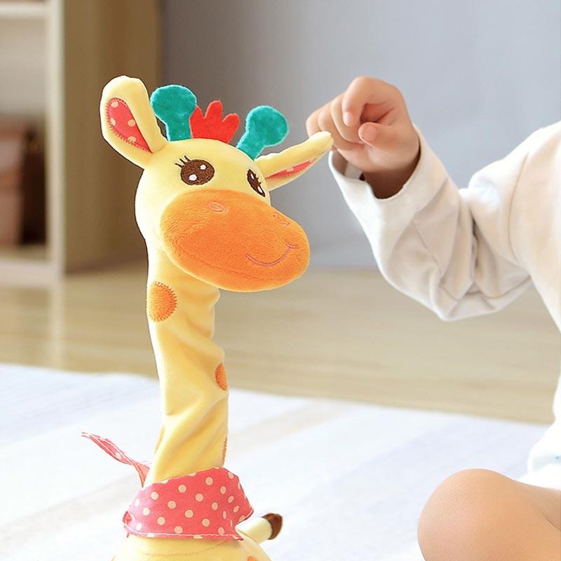 Süßes tanzendes sprechendes Giraffen-Spielzeug, das nachplappert, was Sie sagen, mit 10 Liedern, einstellbarer Lautstärke, schwingende tanzende Giraffe, musikalisch leuchtend