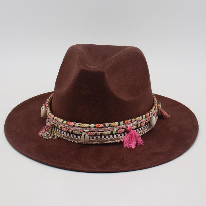 Premium Ethnic Style Fringed Accessories Cross-Border Amazon Cowboy Hat Suede Western Prairie Top Hat Jazz Hat