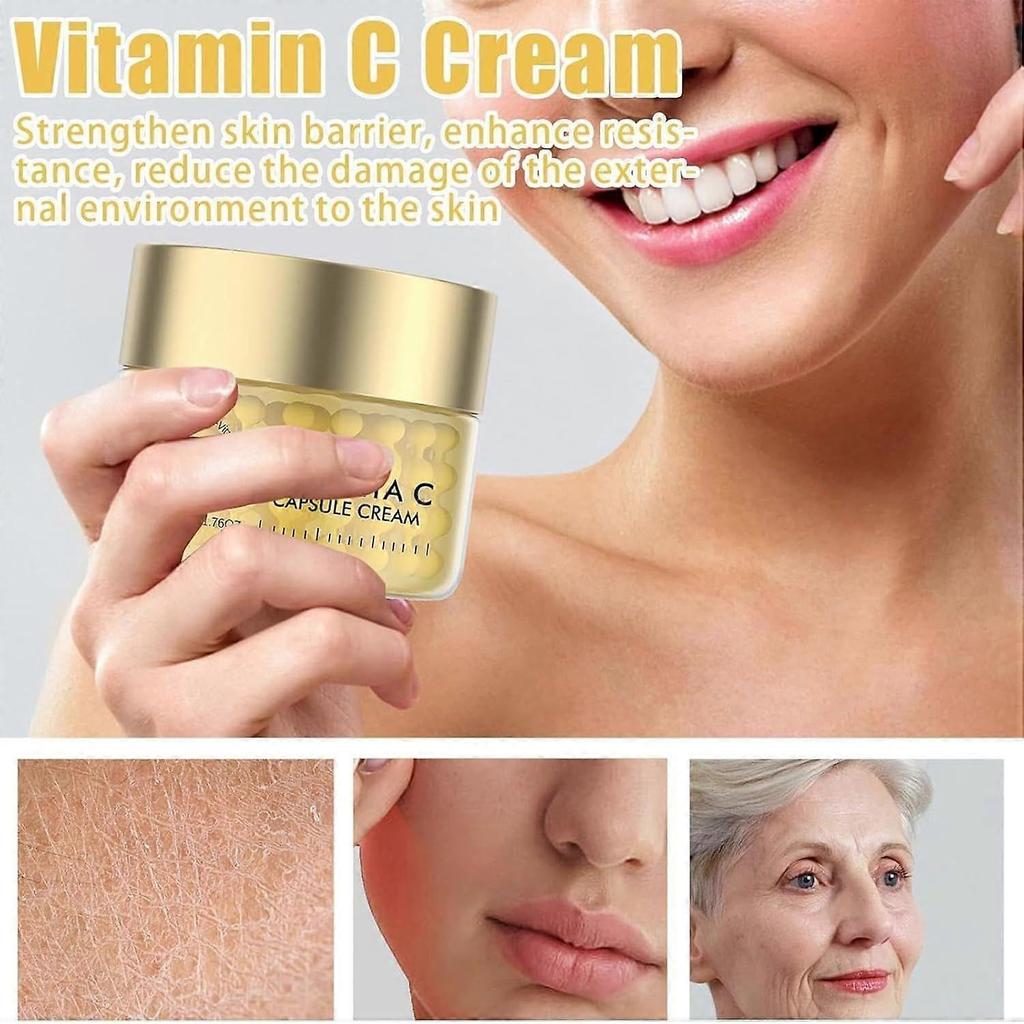 Vitamin C Capsule Cream, Deep Vita C Capsule Face Moisturizer  Hydrating, Firming, Anti-Wrinkle Vita C Golden Capsules Face Moisturizer with 5% Niacin