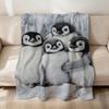Kawaii Funny Art Penguin Family Soft Warm Plush Blanket for Dormitory Sofa Living Room Pet Hogar Bedroom Gift Nap Home Flannel
