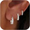 Trendy Gold Color Sparkling Zircon Huggie Stud Earrings for Women Hip-hop Punk Stackable Hoop Earrings Party Daily Wear Jewelry