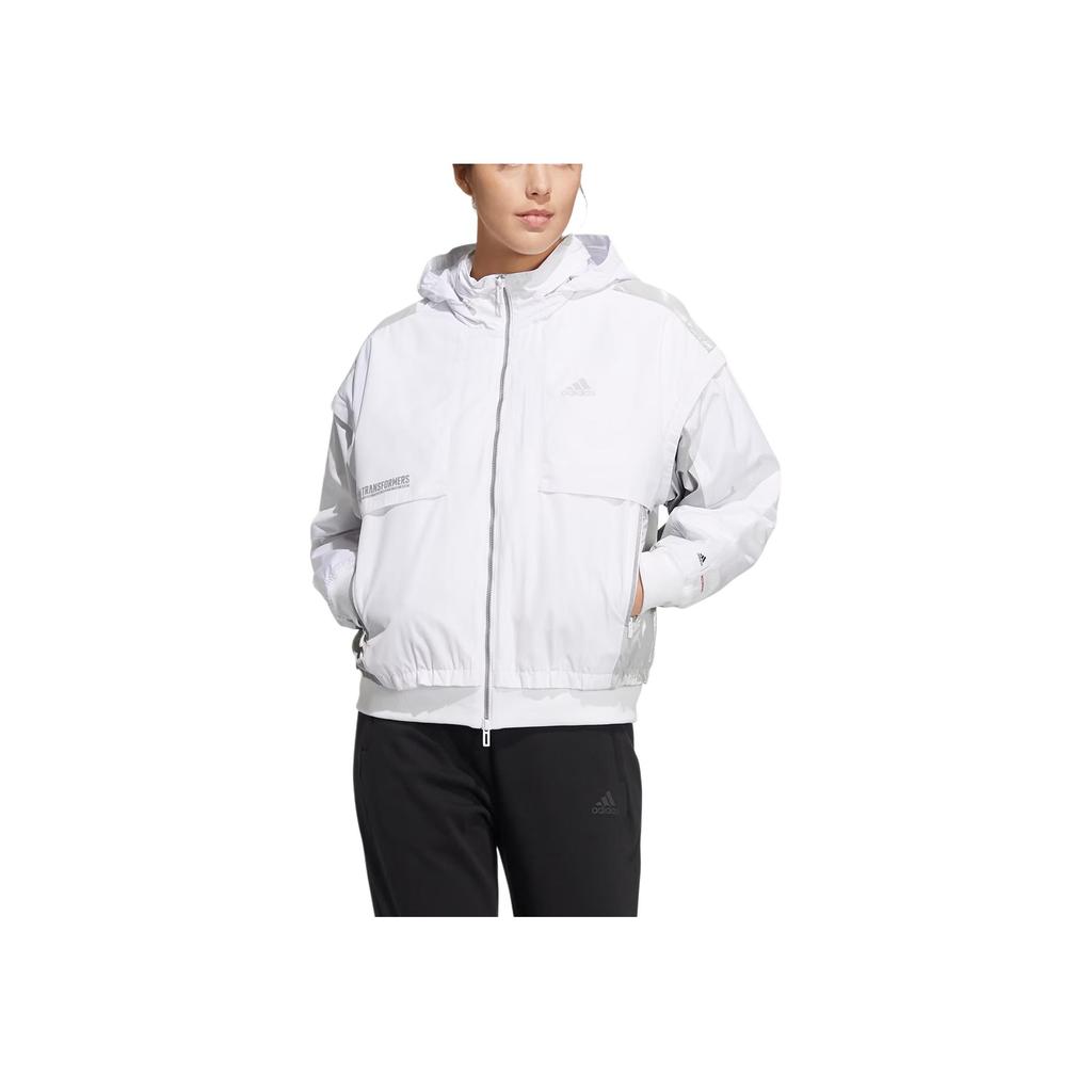 Adidas x Transformers Co-Branded New Year Edition Solid Color Sports Zip-Up Hoodie Jacket Women Jackets White HM7460