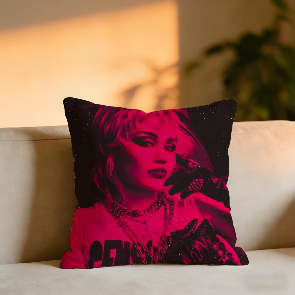 Miley Cyrus Cushion Cover Cozy Velvet Throw PillowSoft Warm Cushion For Sofa Bed 30x30 cm
