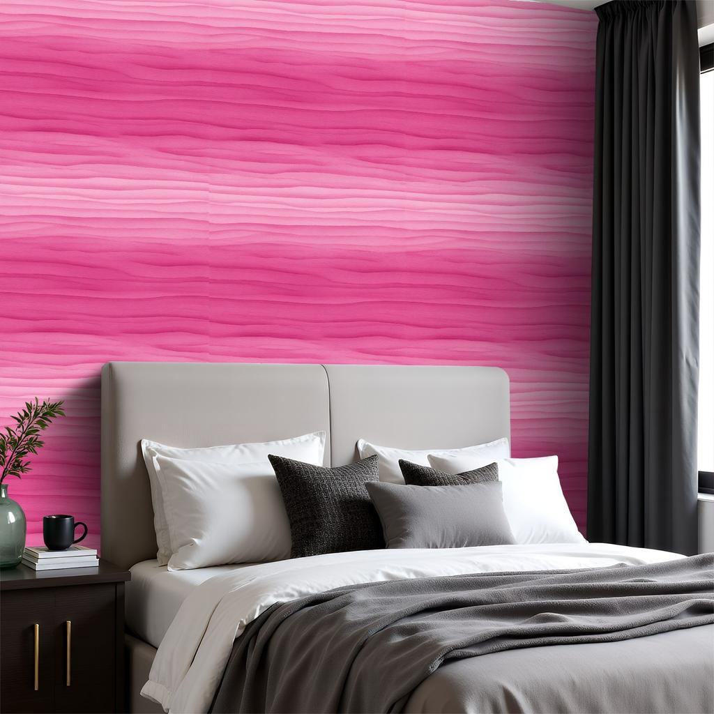 Pink Gradient Waves Wallpaper 22.83"X118" Waterproof Wallpaper for Living Room/Bedroom/Bathroom PVC Wall Sticker
