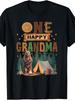 One Happy Grandma Camper 1St Birthday Camping Bear T-Shirt Retro Casual Crew Neck Printed T-Shirt