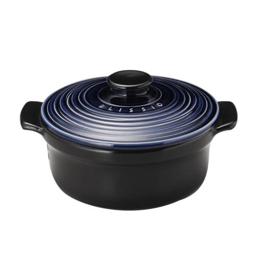 Ginpo Toki Banko Ware Airtight Earthenware Pot, 21cm, Brisio Casserole, Lapis Lazuli Glaze, 2211
