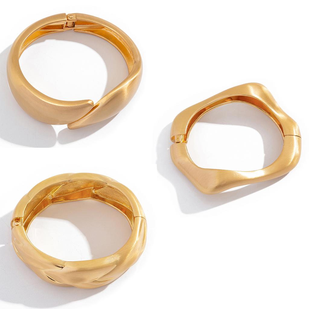 Ingemark Klassisch Vintage Matt Unregelmäßig Schwermetall Klobig Breit Manschette Armreifen Damen Punk Goldfarbe Frühling Armbänder Herren Schmuck