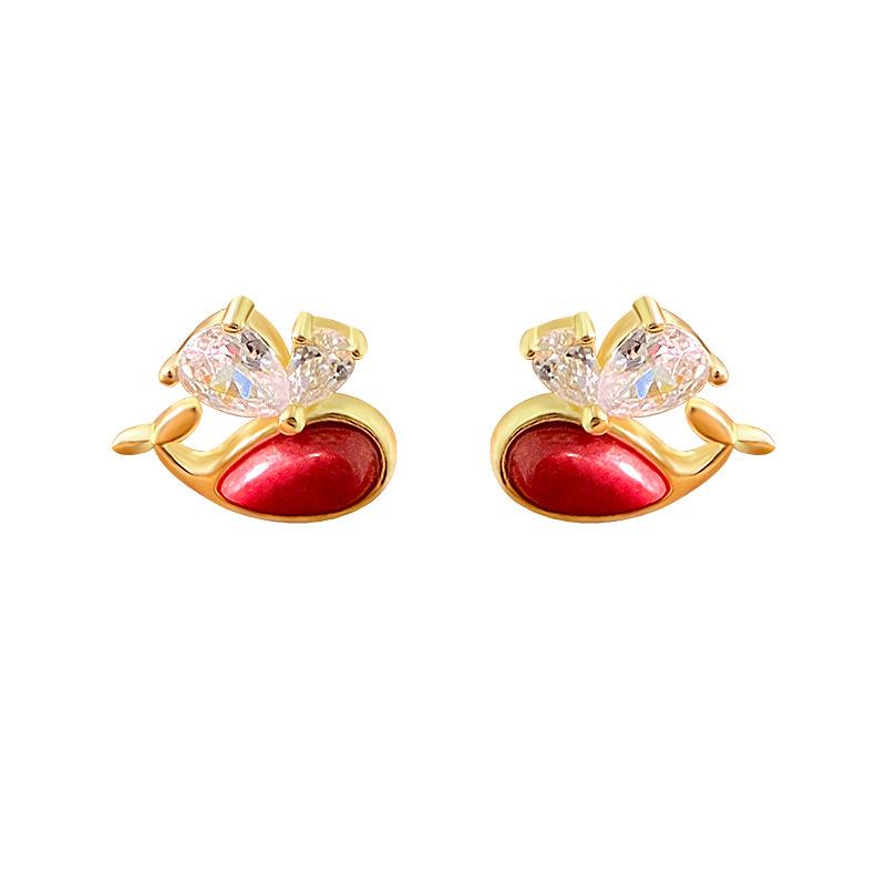 

Серьги Diamond-in Love Red Whale для женщин, универсальные маленькие японские и корейские серьги-гвоздики