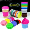 Silicone World 2PCS/Set Silicone Cup Cover Anti Slip Heat Insulation Cup Sleeve Coffee Mug Glass Cup Cover Anti-Dust Cup Lids