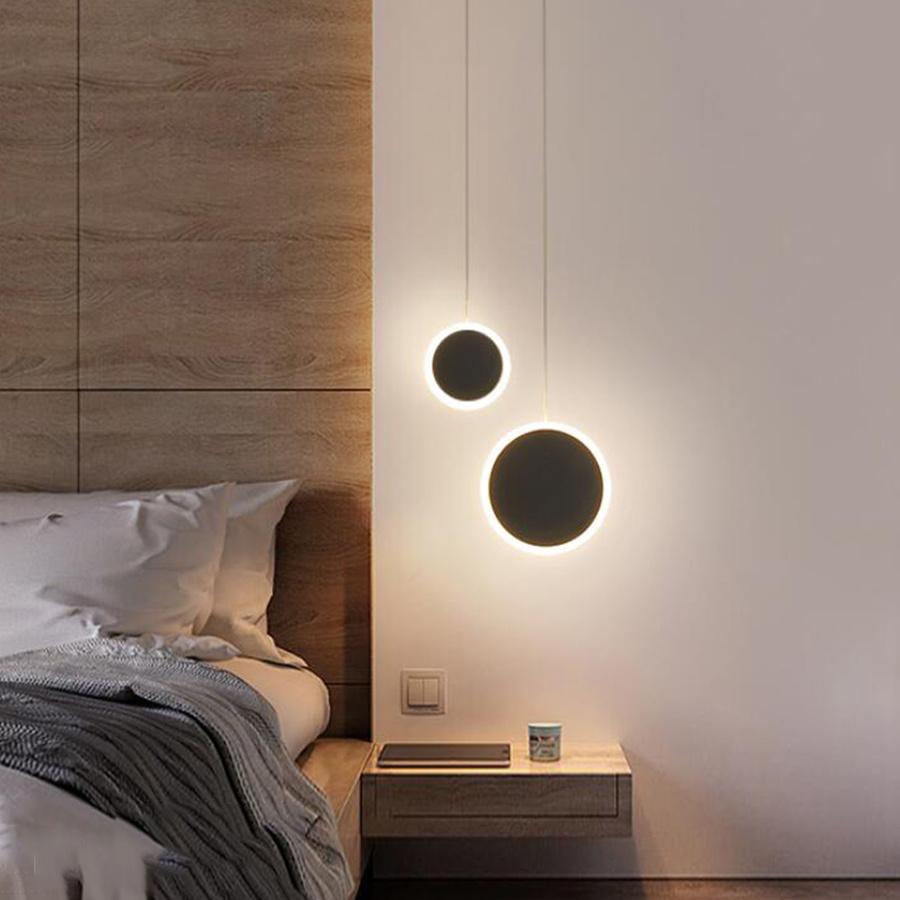 Lămpi Suspendate de Noptieră pentru Dormitor Lună cu Cap Dublu Restaurant Cafenea Bar Lampă Suspendată Alb Negru Lumină Suspendată LED