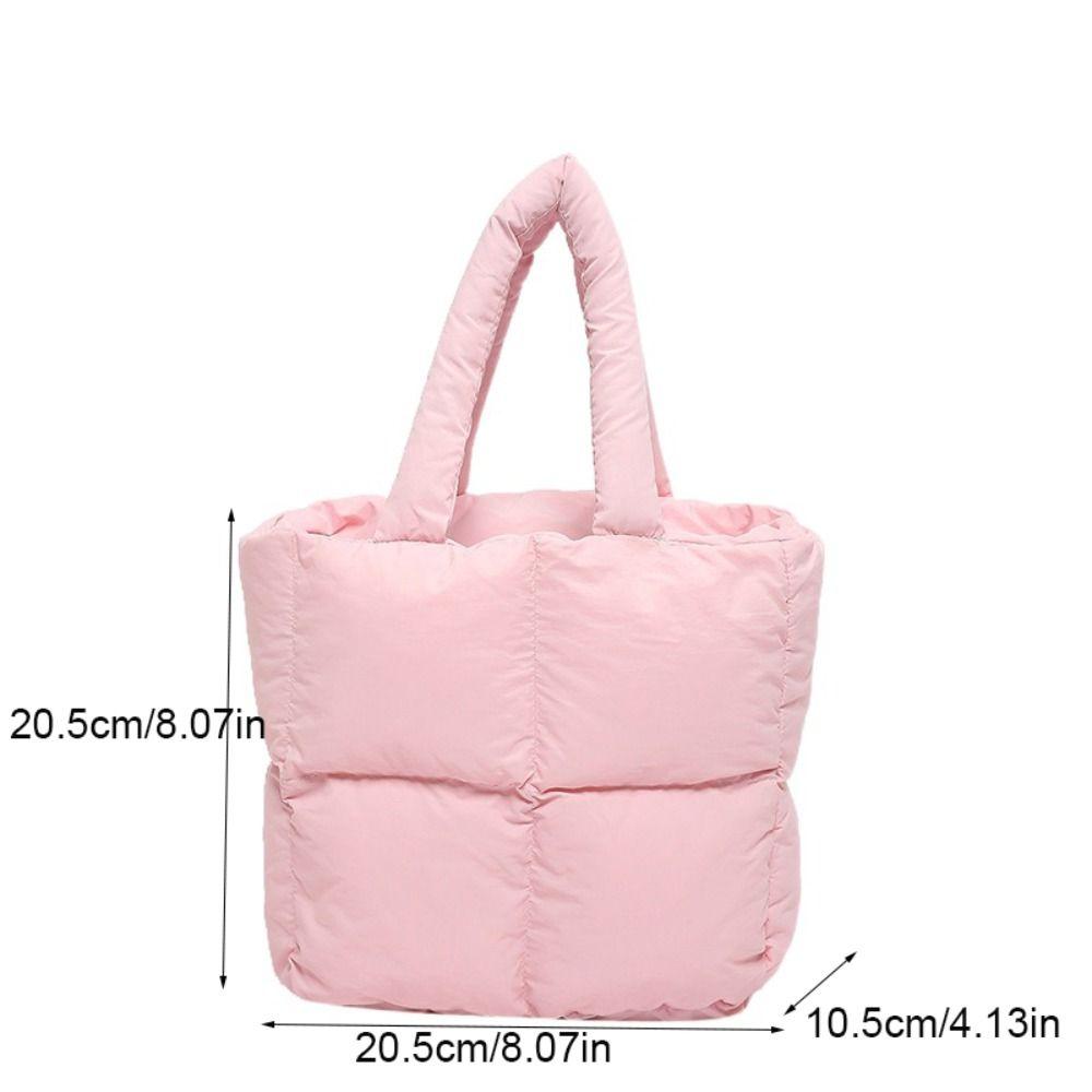 Padded Space Cotton Handbag Nylon Puffy Shoulder Bag Fashion Cloud Tote Bag  Girls