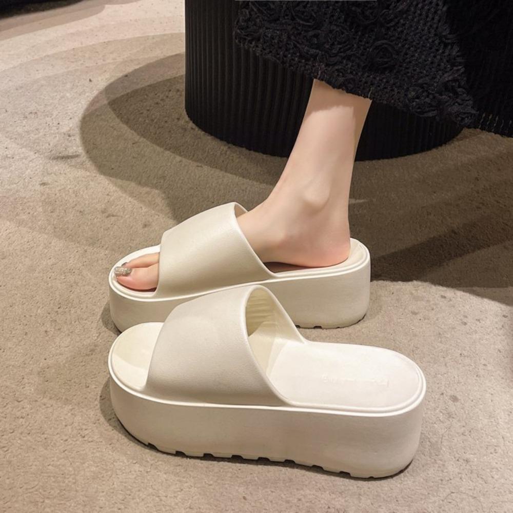 Fashion Vacation Thick Soles Women's Shoes EVA Soft-soled Non-slip Easy To Clean Slippers Casual 2025 Solid Color Flat Sandals
