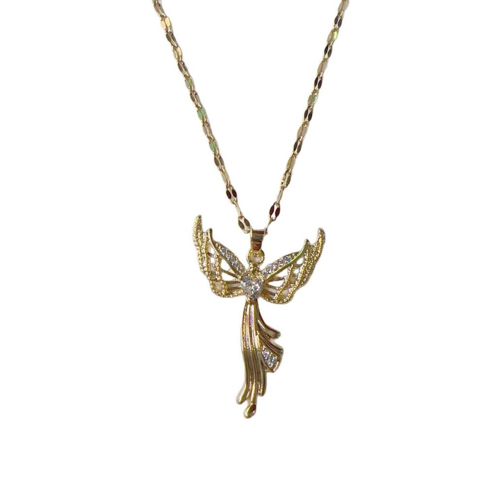 Angel Wing Pendant Necklace, European Style Fashion Titanium Steel Chain