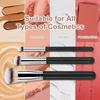 Professional Foundation Brush Set, 3 Piece Makeup Brushes with Synthetic Fibers, Black Handle with Silver Ferrule, Flat Top for Liquid and Cream