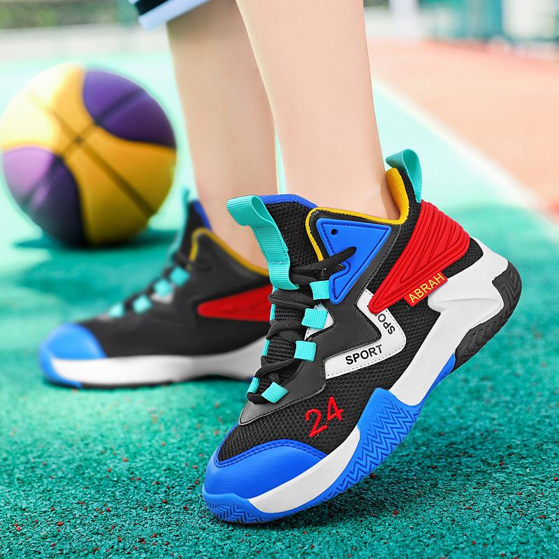 Boys basketball shoes 024 spring and autumn new classmates children's actual combat training breathable mesh non-slip sports shoes batch