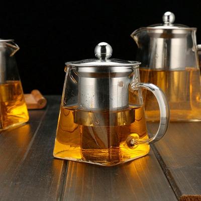 1PC Steep Glass Teapot Clear Tea Strainers Ανθεκτικό στη θερμότητα Φίλτρο από ανοξείδωτο χάλυβα με έγχυση