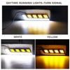 2Pcs Car Light Assembly DRL Led COB Daytime Running Lights White Yellow/Amber Auto DRL Turn Signal Light External Auto Daylight