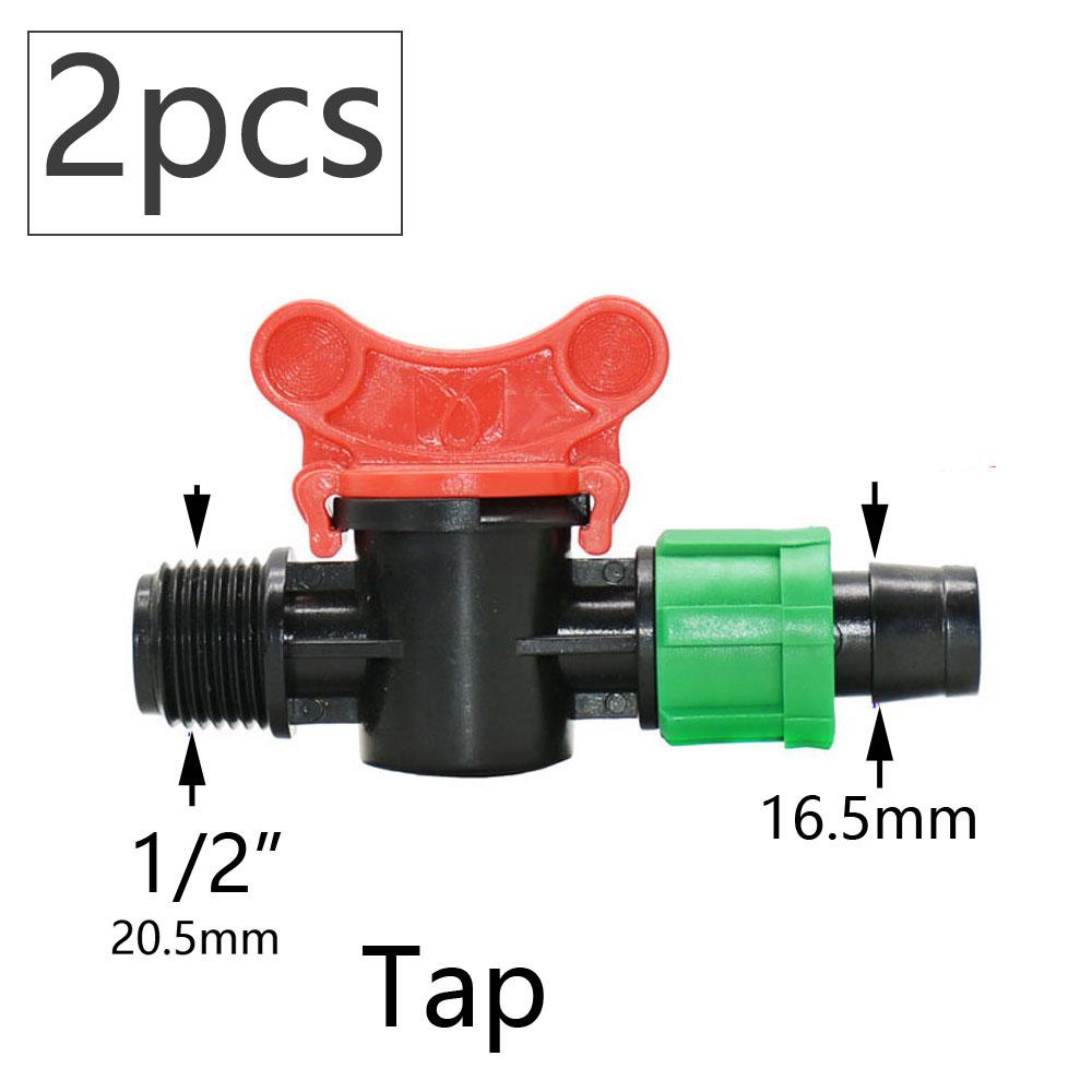 16mm 5/8'' Nastro per Irrigazione a Goccia Valvola di Intercettazione Gomito Raccordo a T Tappo Terminale Connettore a Blocco Filettato Tubo per Irrigazione da Giardino Giunti per Tubo Flessibile