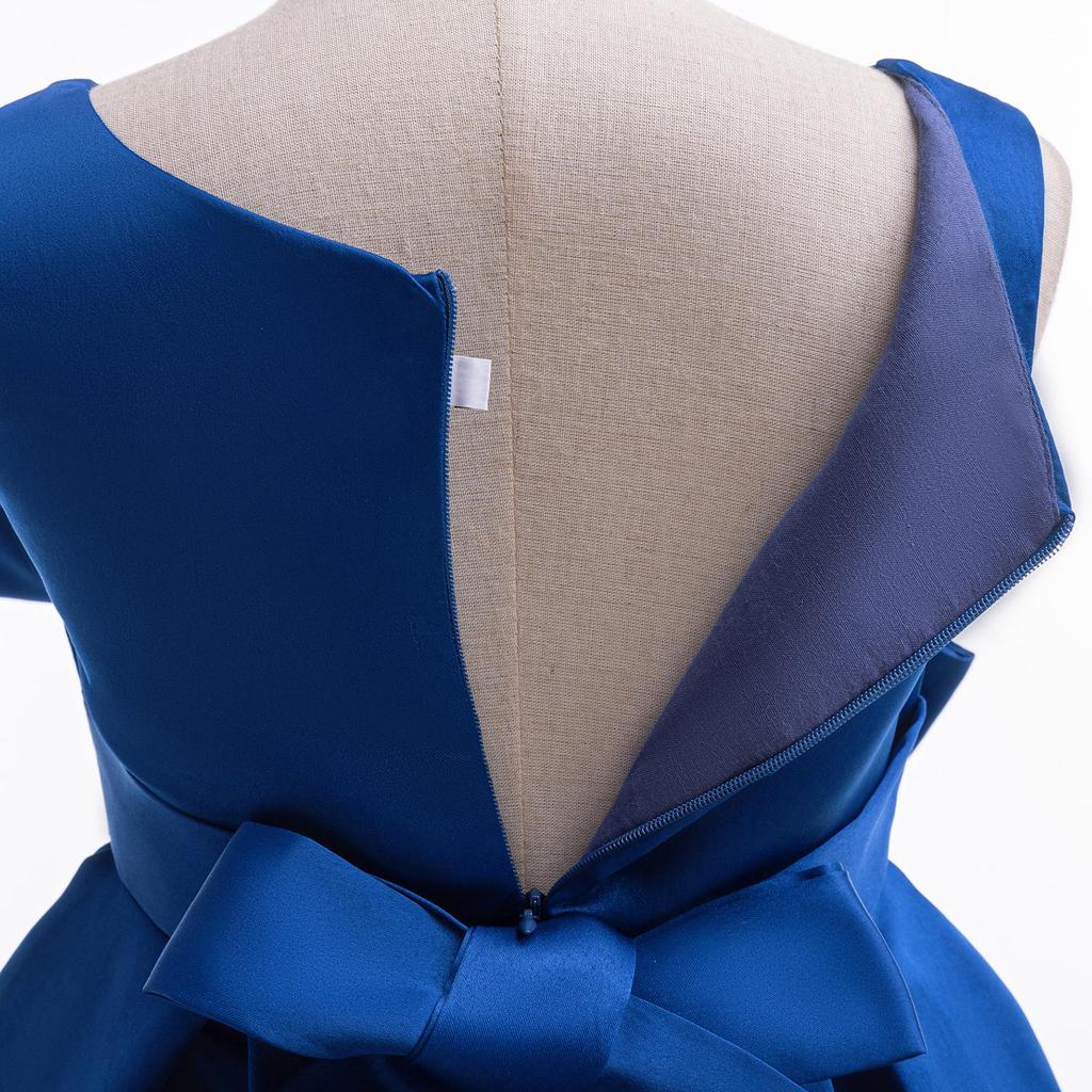 Robe de Soirée Princesse à Nœud pour Filles - Vêtements d'Enfants à la Mode de Couleur Unie
