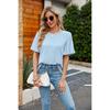Flounce Sleeve Round Neck Top Ice Crinkle Fabric Women's Summer Fashion New Arrival for Crossborder America Europe