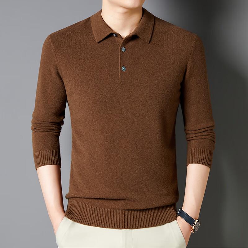 YTMTST6464 Men's Cashmere Blend Lapel Pullover Sweater