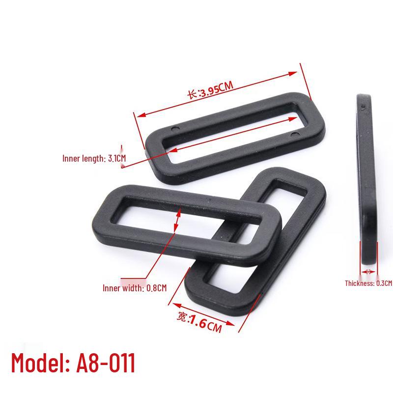 Black Plastic Rectangular Ladder Buckle - Adjustable Bag and Backpack Strap Accessory.