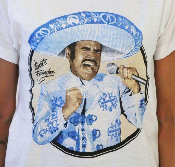 Vintage King of Ranchera Music Vicente Fernandez Shirt White Men S-4XL Unisex T-Shirt XXL