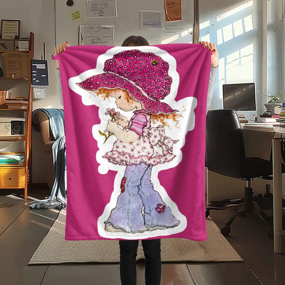 1PC Sarah Kay Print Flannel Blanket, High Quality Comfortable for All Seasons, Home Decor, Warmth and Comfort, Perfect for Christmas Gifts143