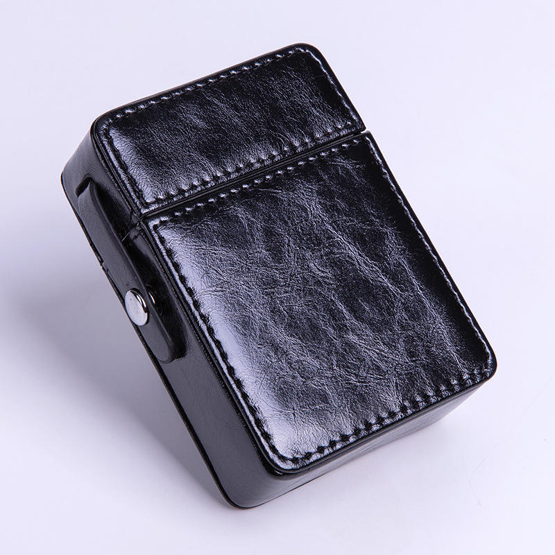 PU Leather Flip Top Cigarette Case, Portable Scratch Protective Storage Box Lighter Pocket Holder, Durable Practical Organizer