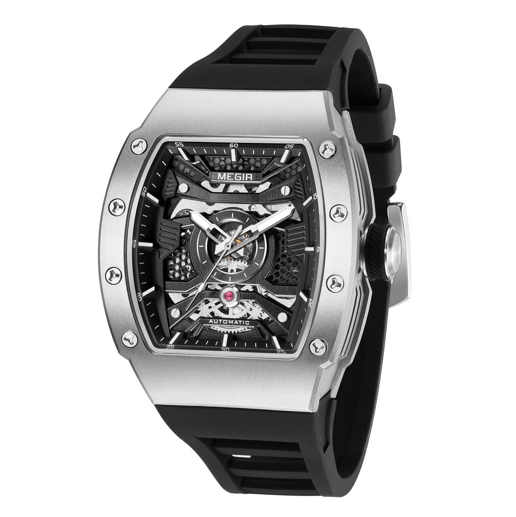 Megir Luxury Men's Automatic Mechanical Watch Waterproof Hollow Out Silicone Strap Sports Wristwatch Clock Reloj Hombre 8604