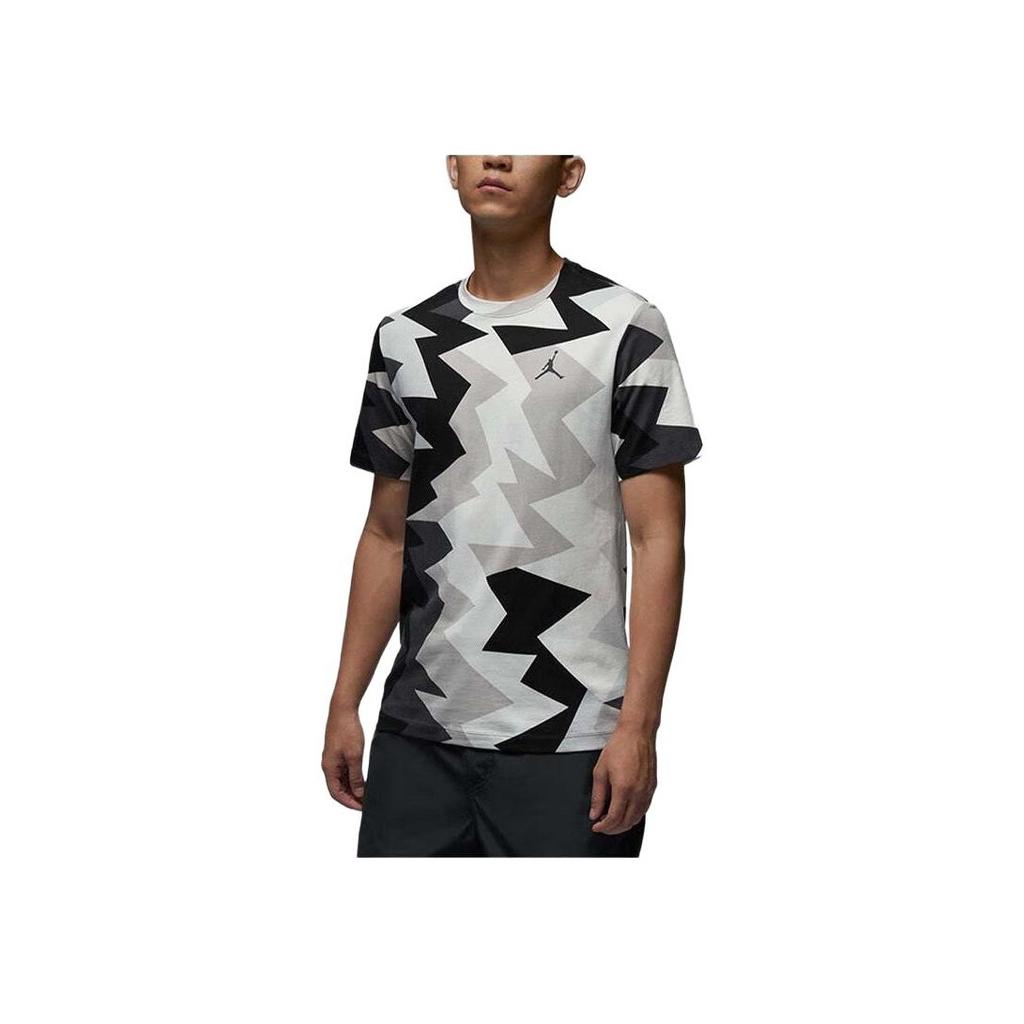 Jordan Contrast Pattern Print Round Neck Short Sleeve T-Shirt Men Tops Black FB7356-010