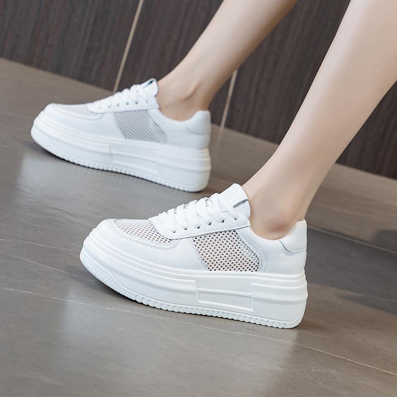 5CM Summer Spring Women Platform Shoes Breathable Air Mesh Surface White Sneakers Women Casual Shoes Fashion Sneakers for Lady