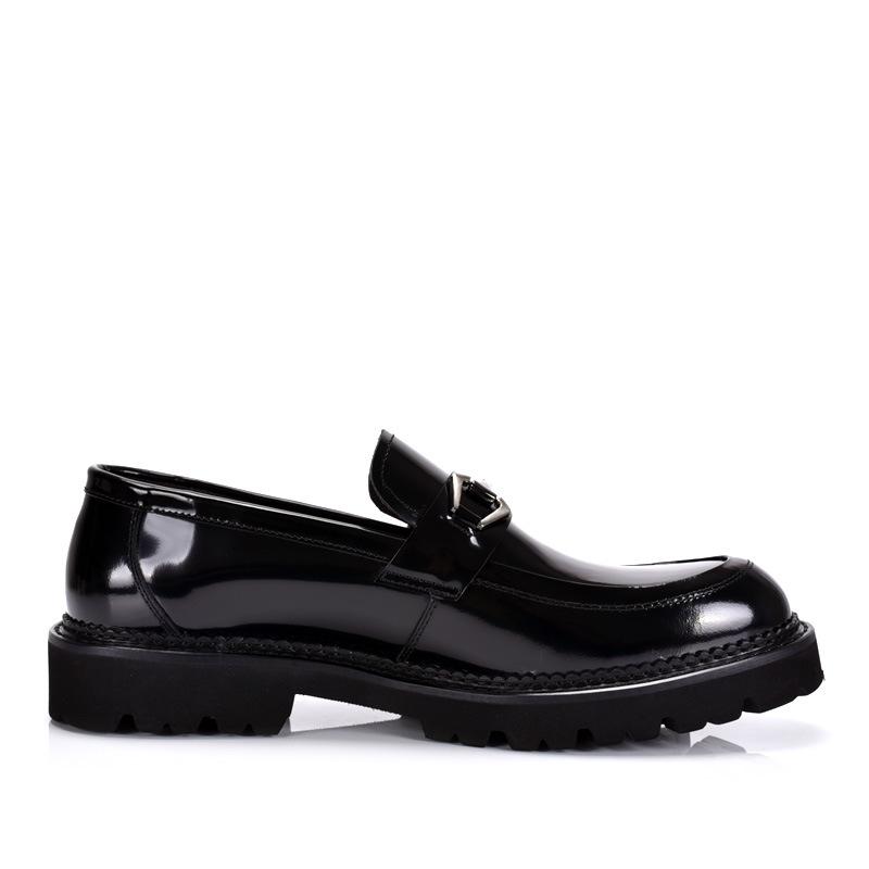 Men's Genuine Leather Loafers: Comfortable, Business Casual Shoes with Thick Soles for Weddings & Trendy, Versatile British Style.