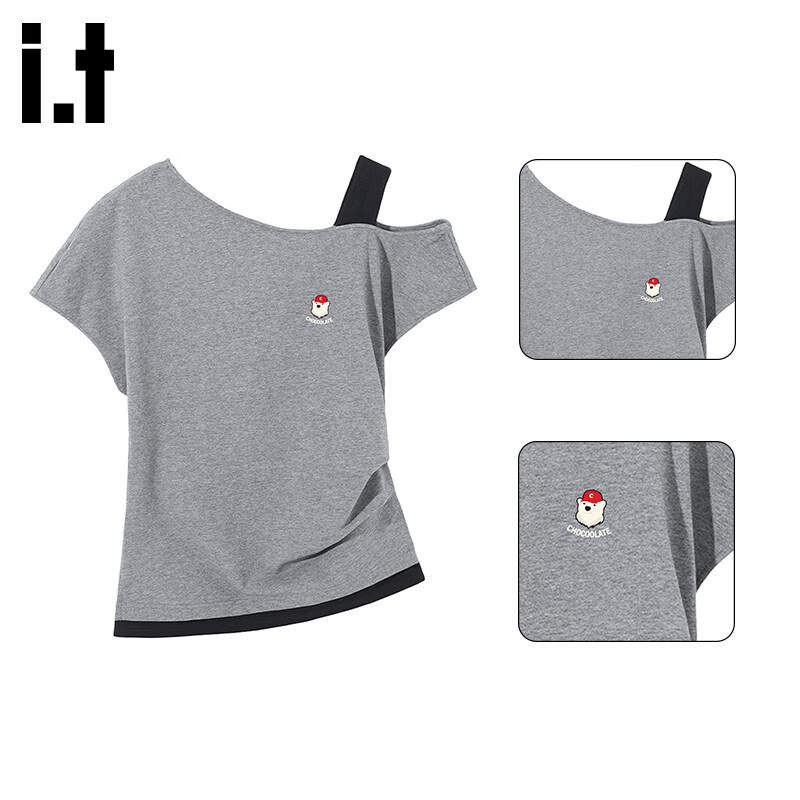 CHOCOOLATEit Women s Off-Shoulder Short Sleeve T-Shirt M серый