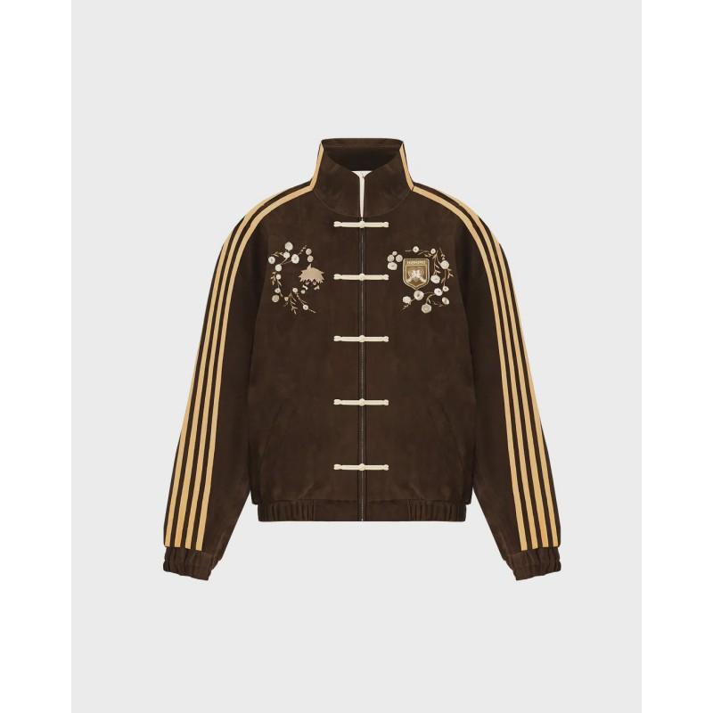 Unisex Oversized Chinese Style Embroidered Cherry Blossom Jacket With Mandarin Collar Toggle Buttons