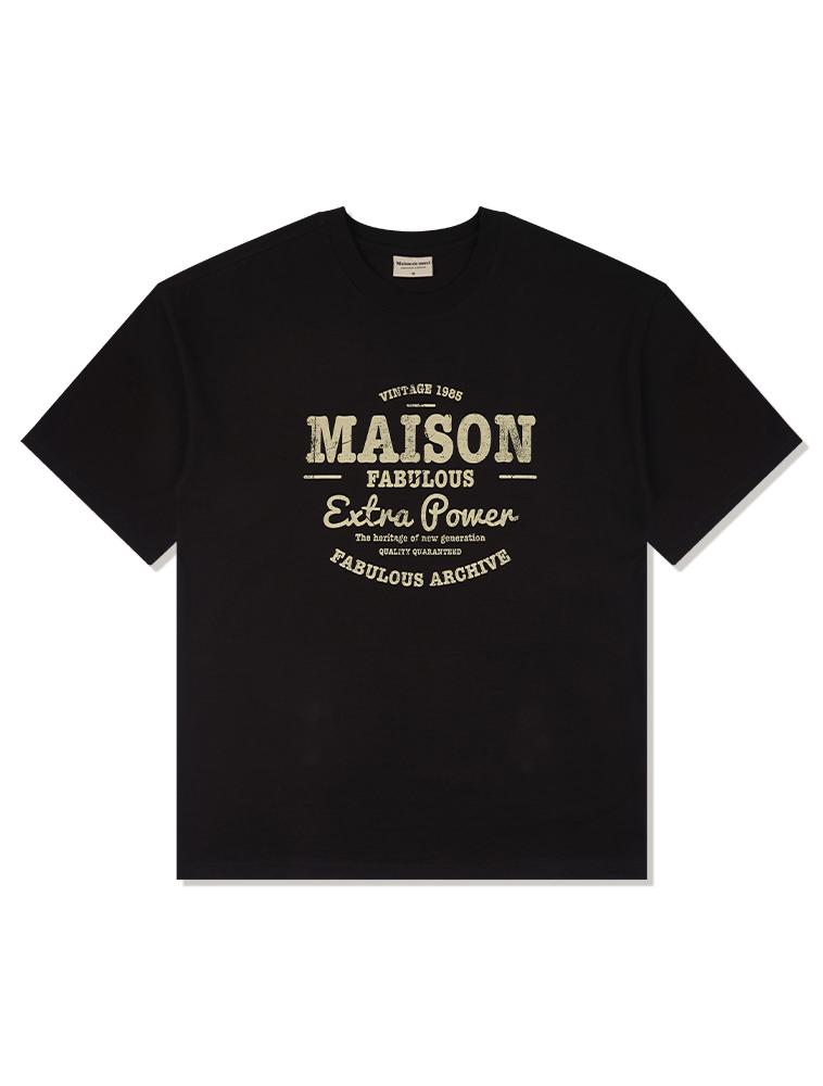 LA MAISON STUDIO Unisex Maison Vintage Logo Regular Short Sleeve T-Shirt Black (Fcf2Ts411M)