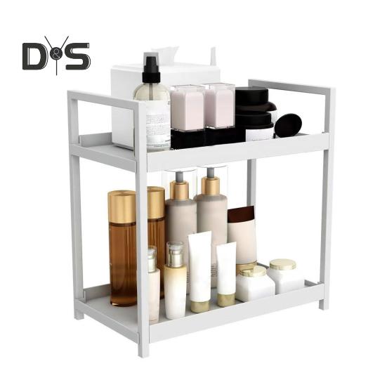 Countertop Storage Rack Double Layers Heavy Duty Metal Home Office Living Room Kitchen Bathroom Cosmetics Organizer Holder
