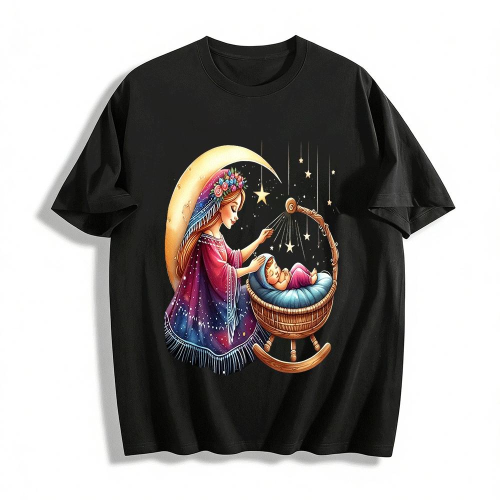 

Gentle Guardian Cradle Mother Baby Printed Parent-child Outfit Pure cotton T-shirt XXS