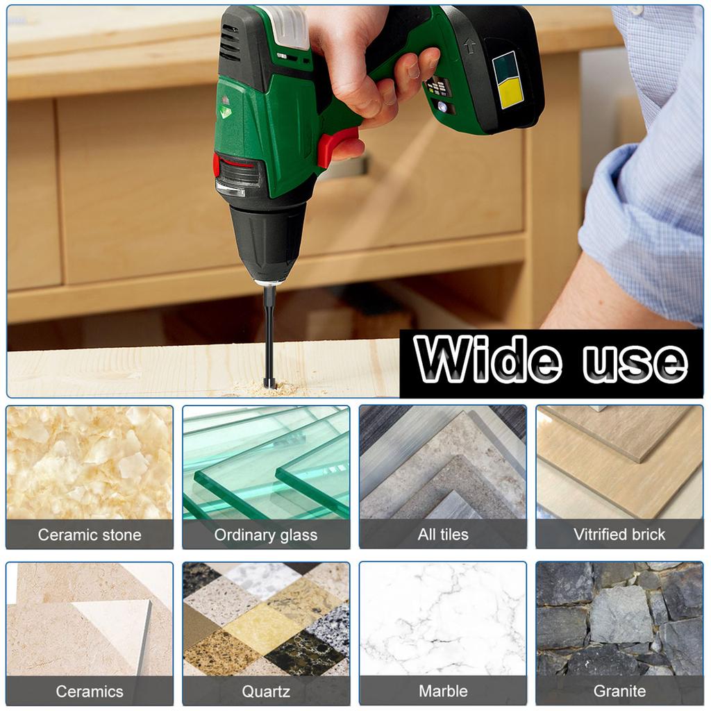 10/12/15Pcs 6mm Cross Hex Drill Bit Set For Tile Porcelain Glass Multifunction Tile Porcelain Drill Bit Kit Tool Carbide Drills