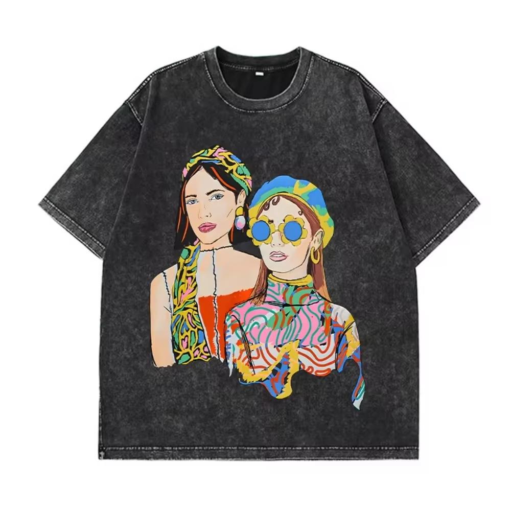 Hirsionsan Y2k Quality Oversized Washed T Shirt Women Men Vintage Print T-shirts Streetwear Wash Tee Girl Luxury Brand Tops