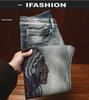Men's Trendy Elastic Slim Fit Ripped Embroidered Jeans for Spring and Autumn High-Street Style