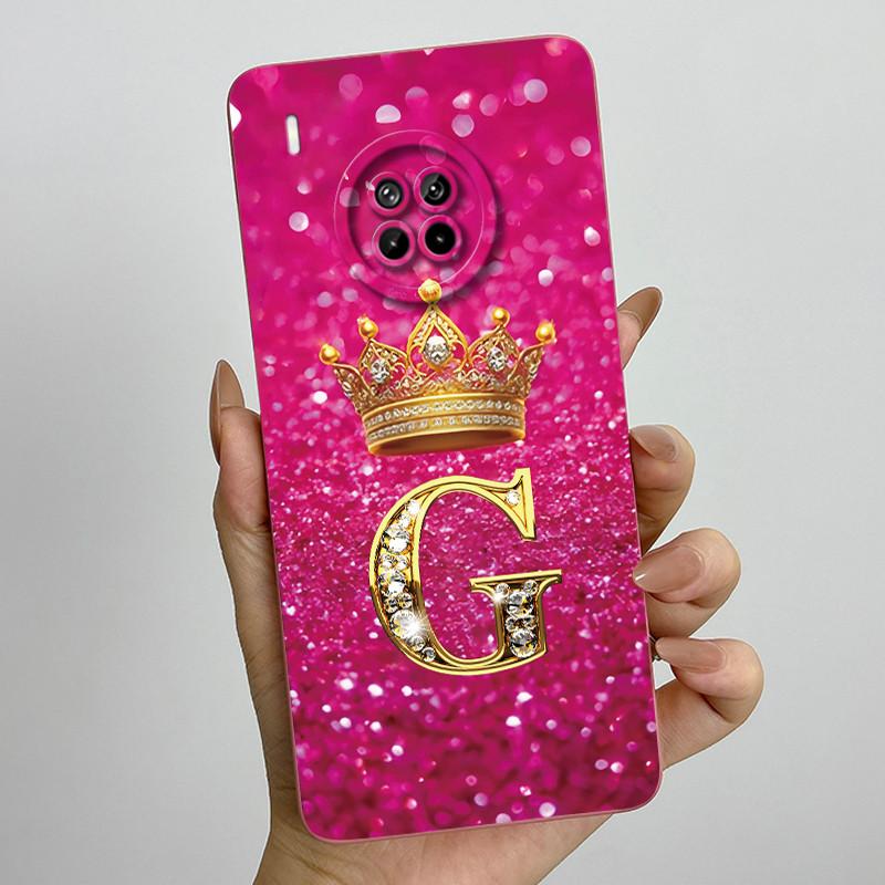 For Huawei Nova 8i Honor 50 Lite Crown Initial Letter Couple Phone Case Nova8i Honor 50Lite Soft Silicone TPU Protective Casing