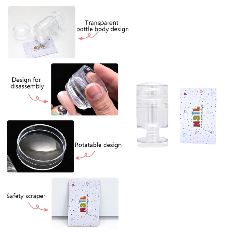 Nail Art Stamper,Clear Silicone Stamping Jelly with Scraper for DIY Nail Decors Transparent Visible Body,No Misplacement
